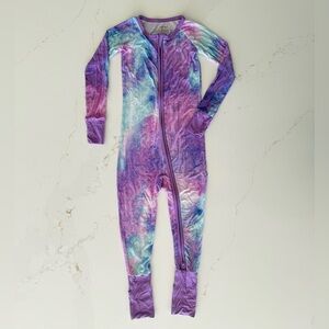 Little Sleepies Purple Watercolor Zip Pajamas 3T